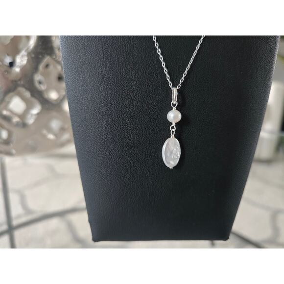 Aleure Preciosa Sterling Silver Pearl Pendent Necklace New - Picture 4 of 5